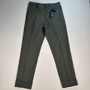 Club Monaco Drainpipe Cuffed Pants Men 28 (fits 30x28) Olive Green Linen Speckle
